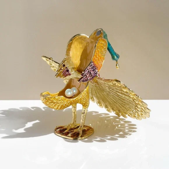 NWOT Colorful Peacock Trinket - Gold, Green, and Purple